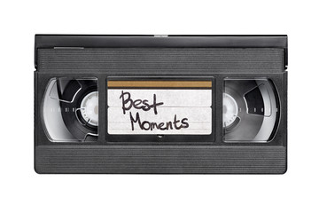 Video cassette record with Best moments text isolated