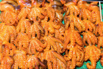 fried octopus in a pan