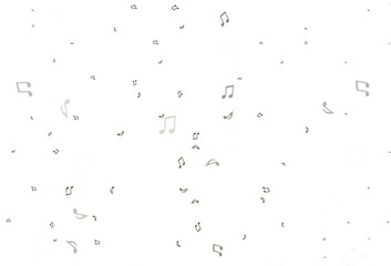 Light Green vector background with music symbols.