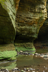 Exploring the canyons in the Lower Dells at Matthiessen State Park, Illinois.