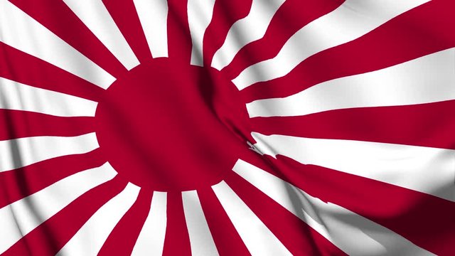 Rising Sun Flag Japanese   waving 3D animation. Ja flag waving in the wind. National flag of Naval Ensign Of Japan. flag seamless loop animation. 4K