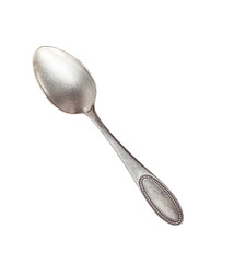 Vintage beautiful spoon isolated on a white background. Retro silverware