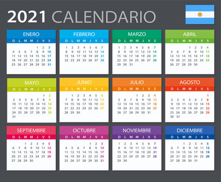 2021 Calendar Argentinian - vector illustration. Argentinian version