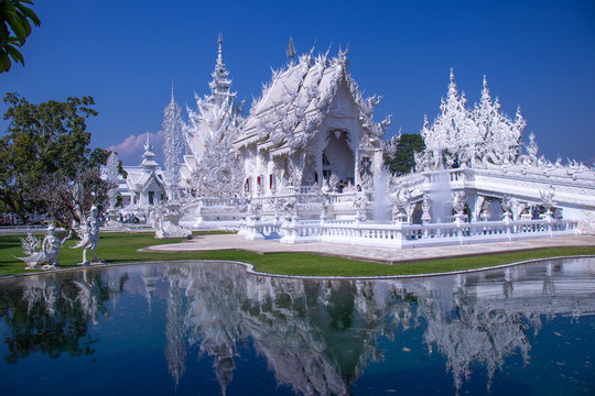 A beautiful view of white temple at Chiang Rai, Thailand.