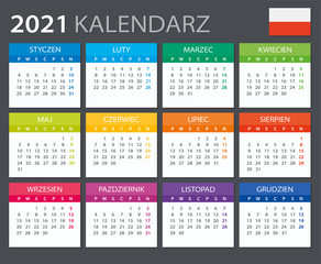 2021 Calendar Polish - vector illustration. Polish version