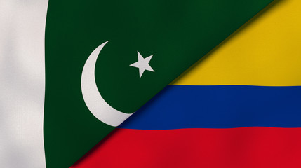 The flags of Pakistan and Colombia. News, reportage, business background. 3d illustration