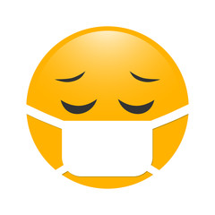 Emoji in medical mask. Emoticon in surgical mask. Stop Coronavirus. Covid-19. Stop the global pandemic