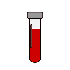 Medical test tube with blood. PAndemia symbol. Coronavirus analysis icon.