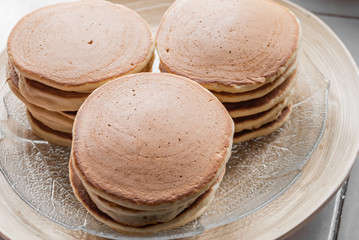 Fototapeta na wymiar homemade pancake stack for breakfast