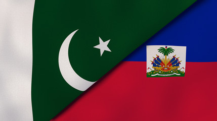 The flags of Pakistan and Haiti. News, reportage, business background. 3d illustration