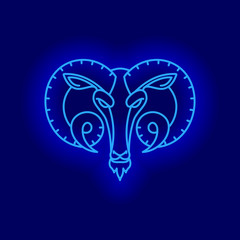 Aries star sign Ram astrological symbol, logo, emblem. Thin line illustration. Outline zodiac symbol Stubborne vector concept