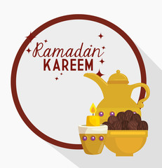 ramadan kareem poster with utensils traditional design