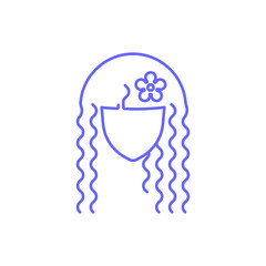 Virgo star sign Virgin astrological symbol, logo, emblem. Thin line geometric vector illustration. Outline zodiac symbol Beautiful girl face