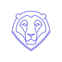 Leo star sign Lion astrological symbol, logo, emblem. Thin line geometric illustration. Vector outline zodiac symbol The king of beasts concept