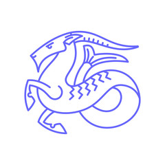 Capricornus star sign Capricorn astrological symbol, logo, emblem. Thin line geometric illustration. Outline zodiac symbol Ibex vector concept