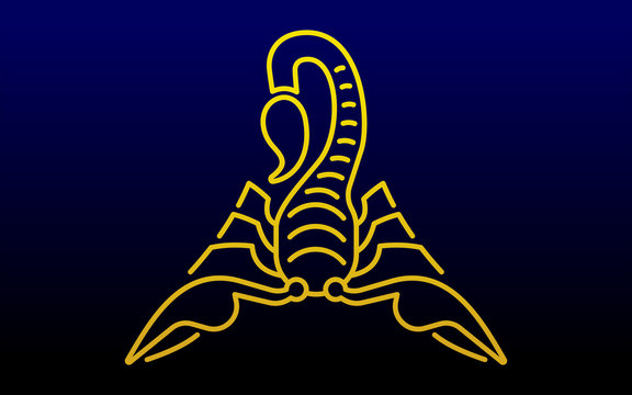 Scorpio star sign Scorpion astrological symbol, logo, emblem. Thin line geometric illustration. Outline zodiac symbol Dangerous arachnid