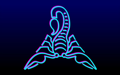 Scorpio star sign Scorpion astrological symbol, logo, emblem. Thin line geometric illustration. Outline zodiac symbol Dangerous arachnid