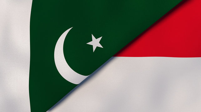 The flags of Pakistan and Monaco. News, reportage, business background. 3d illustration