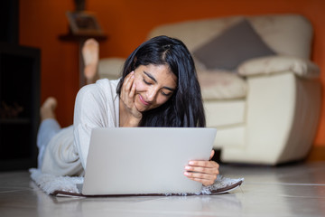 woman working at home due to coronavirus quarantine, freelance working home office