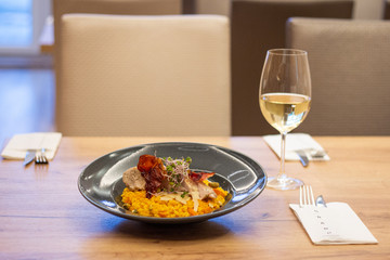 a half-pound slow-roasted boneless pork knee with horseradish, mustard, goat horn, and bread