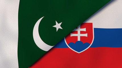 The flags of Pakistan and Slovakia. News, reportage, business background. 3d illustration