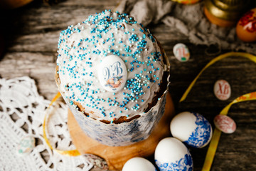 Easter, Easter cake on a wooden background.