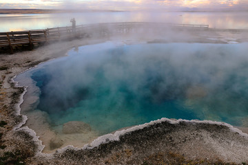 beautiful view of the  geyser in Yellowstone National Park