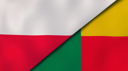 The flags of Poland and Benin. News, reportage, business background. 3d illustration