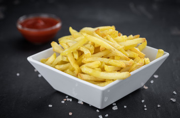Homemade French Fries (close-up shot; selective focus)
