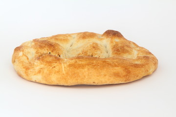 Turkish ramadan pita bread, isolated on white background