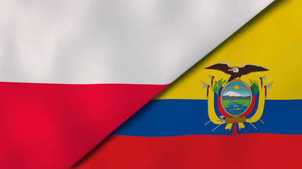 The flags of Poland and Ecuador. News, reportage, business background. 3d illustration
