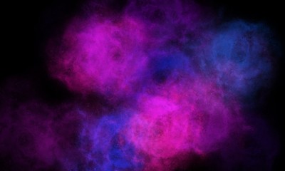 Dark street, wet asphalt, reflections of rays in the water. Abstract dark blue background, smoke, smog. Empty dark scene, neon light, spotlights. Concrete floor