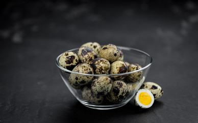 Quail Eggs (selective focus; detailed close-up shot)