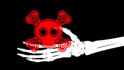 Fototapeta premium Symbol of death in skeletal hand. Illustration.