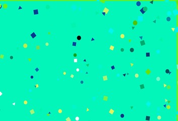 Light Blue, Yellow vector background with triangles, circles, cubes.