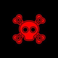Death icon in black background. Illustration.