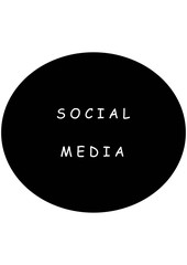 Social media sign, text on a black background.