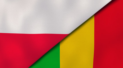 Obraz premium The flags of Poland and Mali. News, reportage, business background. 3d illustration