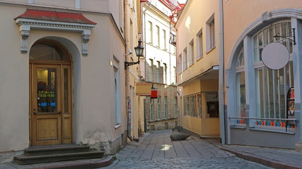 Fototapeta na wymiar Street in Tallinn Old Town, Republic of Estonia