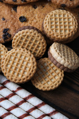 Cookies on dark wood