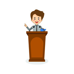 Business Character Speak On The Podium