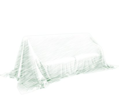 3d illustration of the drapery sofa cloth
