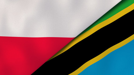 The flags of Poland and Tanzania. News, reportage, business background. 3d illustration