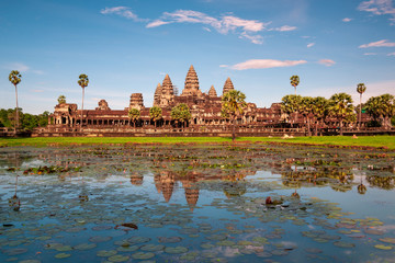 The khmer temple ruin of Angkor Wat at Sunset, Siem Reap, Cambodia.
