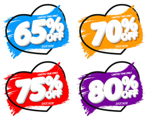 Set Sale tags, discount banners design template, app icons, vector illustration