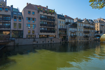 Fototapeta premium Cityscape view of Metz along the Moselle River, Lorraine, France