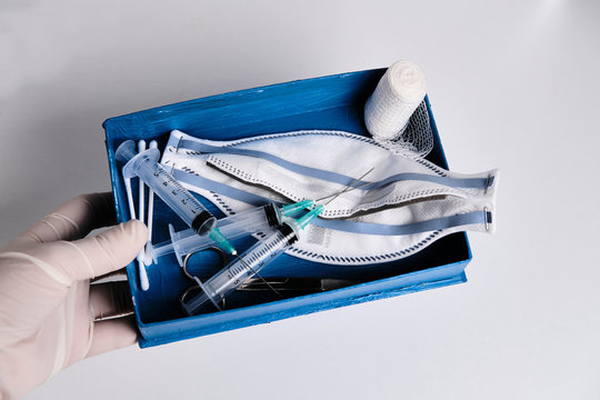 medical supplies prepared for the doctor and nurses 