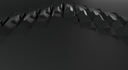 Black abstract technological background with cubes. 3d render