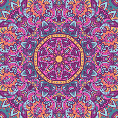 Colorful Tribal Ethnic Festive Abstract Floral Vector Pattern