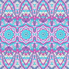 Festive colorful seamless vector pattern psychedelic doodle art